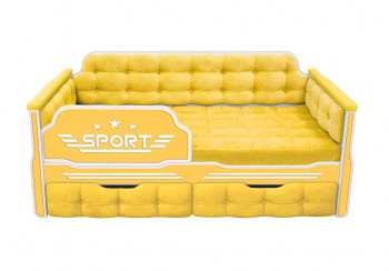 Кровать 170 серии Спорт 2 ящика 74 Жёлтый (мягкие боковые накладки) в Чистоозёрном - chistoozyornoe.mebel54.com | фото