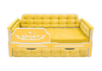 Кровать 190 серии Спорт 1 ящик 74 Жёлтый (мягкие боковые накладки) в Чистоозёрном - chistoozyornoe.mebel54.com | фото