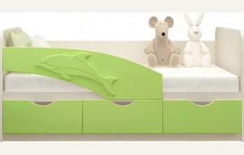 Кровать детская 1,6м Дельфин (Салатовый металлик) в Чистоозёрном - chistoozyornoe.mebel54.com | фото