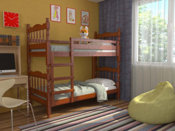 Кровать двухъярусная Соня из массива сосны 800*1890 Орех в Чистоозёрном - chistoozyornoe.mebel54.com | фото