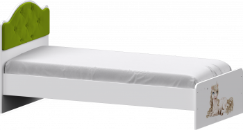 Кровать Каспер с мягкой спинкой и фотопечатью (900х1900)Белый/Лайм в Чистоозёрном - chistoozyornoe.mebel54.com | фото