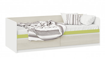 Кровать «Сканди» с 2 ящиками Дуб Гарден/Белый/Зеленый в Чистоозёрном - chistoozyornoe.mebel54.com | фото