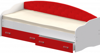 Кровать Софа-7 с мягкой спинкой (800х2000) Белый/Красный в Чистоозёрном - chistoozyornoe.mebel54.com | фото