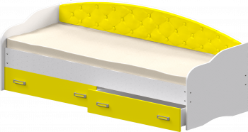 Кровать Софа-8 с мягкой спинкой (900х1900) Белый/Желтый в Чистоозёрном - chistoozyornoe.mebel54.com | фото