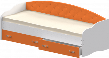 Кровать Софа-8 с мягкой спинкой (900х2000) Белый/Оранжевый в Чистоозёрном - chistoozyornoe.mebel54.com | фото