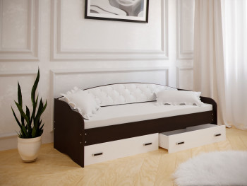 Кровать Софа-8 с мягкой спинкой (900х2000) Венге/ Белый в Чистоозёрном - chistoozyornoe.mebel54.com | фото