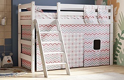 Кровать Соня вариант 6 полувысокая с наклонной лестницей Белый полупрозрачный в Чистоозёрном - chistoozyornoe.mebel54.com | фото