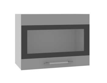 Норд ШВГС 600 Шкаф верхний горизонтальный со стеклом (Софт черный/корпус Белый) в Чистоозёрном - chistoozyornoe.mebel54.com | фото