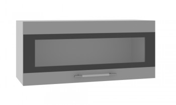 Норд ШВГС 800 Шкаф верхний горизонтальный со стеклом (Софт черный/корпус Белый) в Чистоозёрном - chistoozyornoe.mebel54.com | фото