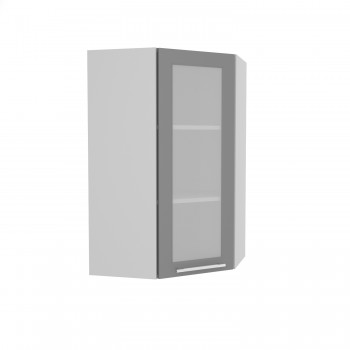 Норд ШВУС 600Н Шкаф верхний угловой (премьер) высокий (Софт черный/корпус Белый) в Чистоозёрном - chistoozyornoe.mebel54.com | фото