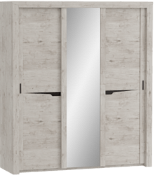 Шкаф трехдверный Соренто с раздвижными дверями Дуб бонифаций/Кофе структурный матовый в Чистоозёрном - chistoozyornoe.mebel54.com | фото